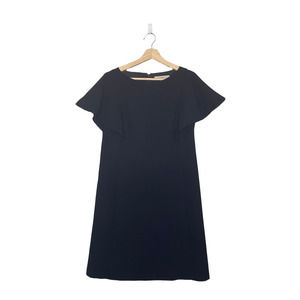 𝅺loft Dress Black Mini Dramatic Sleeve Embellished Batwing Scoop‎ Neck Size 2
